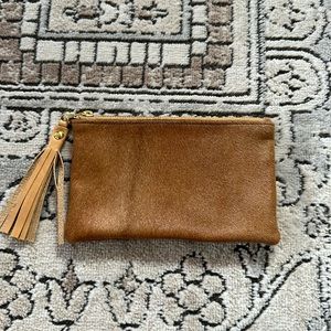 Calf hide zippered pouch